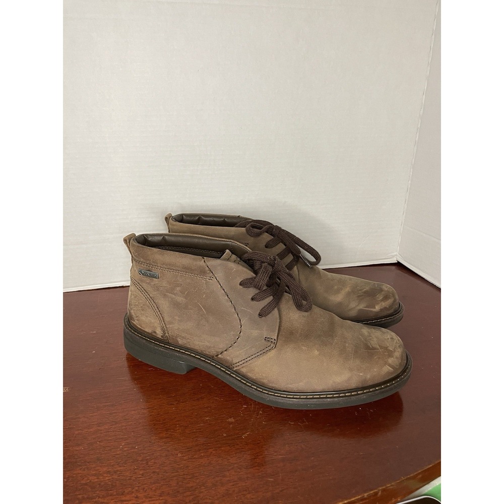 ECCO Goretex Chukka Boots Comfort Shoes Brown Leather Men's 44 US Size 10-10.5